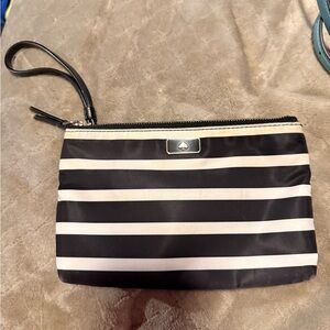 Kate Spade Black and Cream Striped Wristlet